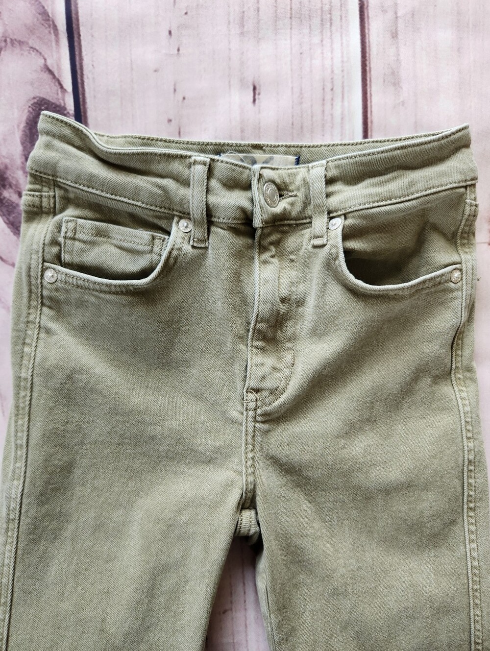 We The Free "Raw Hem Jegging Skinny Jeans" Sage Army Green | Women's Size 26 - Picture 6 of 12